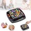 A collage of images showing a board game with colorful balls, children playing, and a close-up of a hand interacting with the game. Produktbild-Vorschau