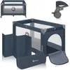 A collection of items related to a baby travel crib, including the crib itself, a foldable mat, and a carrying bag. Anteprima dell’immagine prodotto