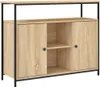 A wooden sideboard with black metal legs and frame, shown against a white background. Náhľad obrázku produktu
