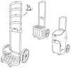 Diagram showing different configurations and assembly steps for a shopping trolley. Podgląd zdjęcia produktu