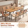 An outdoor dining set with a wooden table and chairs, set on a patio. Náhled obrázku produktu