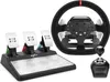 A gaming steering wheel, pedals, and gear shifter are displayed against a white background. Produktbild-Vorschau