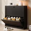 VOWNER Schuhschrank mit 2 Klappen, Schuhregal Schmal, 80 x Produktbild-Vorschau 2