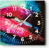 Wanduhr - Quadrat - Glasuhr - Lippen Gesicht Frau - 30x30cm Produktbild-Vorschau 1