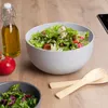 Große Salatschüssel mit Bambusdeckel und Servierbesteck Produktbild-Vorschau 2