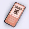 A toy cash register with a barcode and QR code displayed on its screen. Produktbild-Vorschau