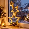 LED-kerststerren van hout, op batterijen, met timer - 52 x Productafbeelding-voorbeeld 1