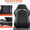 Close-up views of a black racing-style chair, highlighting its materials and design. Produktbild-Vorschau