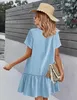 ASKSA Damen Sommerkleid Button Down Leinenkleid Strandkleid Produktbild-Vorschau 3
