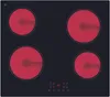 A top-down view of a black glass ceramic cooktop with four red heating elements. Produktbild-Vorschau