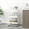vidaXL Kuchynský vozík s 3 policami biely 42x35x85 cm Náhľad obrázku produktu 2