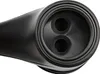 A close-up, front-facing view of the end of a black faucet with two openings. Podgląd zdjęcia produktu