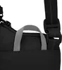 A close-up view of a black bag with a gray fabric loop and black straps. Anteprima dell’immagine prodotto