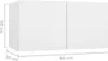 A white TV cabinet with dimensions indicated. Produktbild-Vorschau