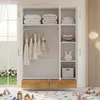 Merax Kinder-Kleiderschrank mit 3 Türen, Kleiderstange und Produktbild-Vorschau 3