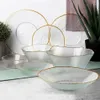 Talerz obiadowy płytki szklany złoty 28 cm Podgląd zdjęcia produktu 6