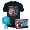 A black t-shirt with an Attack on Titan graphic and a blue Funko Pop! Eren Jaeger figure are displayed. Podgląd zdjęcia produktu