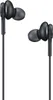A pair of black wired earphones is shown against a white background. Voir les images du produit