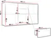 A diagram showing the dimensions of a sideboard. Produktbild-Vorschau
