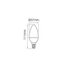 A technical drawing of a candle-shaped LED light bulb with dimensions indicated. Produktbild-Vorschau