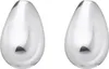 A pair of silver, teardrop-shaped stud earrings are shown against a white background. Anteprima dell’immagine prodotto
