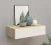 Nástenná zásuvková polica dubová a biela 40x23,5x10 cm MDF Náhľad obrázku produktu 2