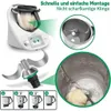 A collage of images showing a food processor, its blade, and instructional steps for assembly. Produktbild-Vorschau