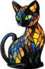 Tier Buntglas Nachtlicht - Vintage Buntglas Katzenlampe Produktbild-Vorschau 1