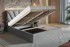 A bed with its storage compartment open, showing the mattress support and storage space. Náhled obrázku produktu