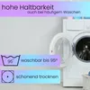 A washing machine is shown open, with icons and text indicating washing instructions. A basket with laundry is in the lower right corner. Produktbild-Vorschau