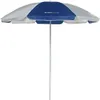 A blue and white beach umbrella is shown against a white background. Produktbild-Vorschau