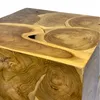A close-up view of a wooden side table with a mosaic top. Produktbild-Vorschau