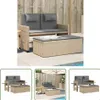 The Living Store Gartenbank Verstellbar mit Kissen Beige Produktbild-Vorschau 1