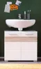 A white bathroom vanity with a sink and faucet against a green wall. Anteprima dell’immagine prodotto