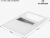 A white induction cooktop with an integrated downdraft extractor, shown from a slightly elevated diagonal angle with dimensions indicated. Produktbild-Vorschau