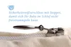 Close-up of a zipper on a white fabric product, with text and a teddy bear logo. Produktbild-Vorschau