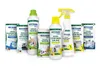 A collection of cleaning product bottles and boxes arranged on a white background. Produktbild-Vorschau