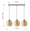 A diagram of a three-light pendant lamp with dimensions indicated. Podgląd zdjęcia produktu