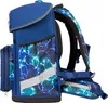 A side view of a blue school backpack with a lightning bolt pattern. Náhľad obrázku produktu