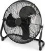 A black floor fan with a metal grille and three blades. Náhľad obrázku produktu