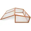 A wooden cold frame greenhouse with clear plastic panels, shown from a side angle with one lid open. Produktbild-Vorschau