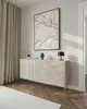 A modern living room with a dresser, artwork, and curtains. Anteprima dell’immagine prodotto