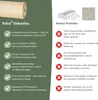 A marketing image showing a roll of beige decorative fabric (Dekovlies) with text and icons highlighting its features and benefits, alongside a comparison with 'Other Products'. Produktbild-Vorschau
