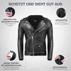 PAULGOS Herren Biker Lederjacke Echtes Leder Jacke Produktbild-Vorschau 2