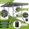 Close-up view of the underside of a folding table, highlighting its features with callouts and text. Anteprima dell’immagine prodotto