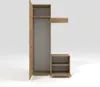 A modern wooden wardrobe with open shelves and coat hooks, displayed against a plain white background. Náhled obrázku produktu