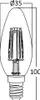 A technical drawing of a light bulb with dimensions. Produktbild-Vorschau