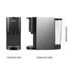 Two views of a coffee machine are shown side-by-side, with dimensions indicated. Produktbild-Vorschau