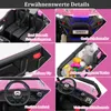 A collage of close-up images showcasing features of a pink ride-on toy car. Produktbild-Vorschau