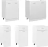 A collage of five different white kitchen cabinets. Náhľad obrázku produktu